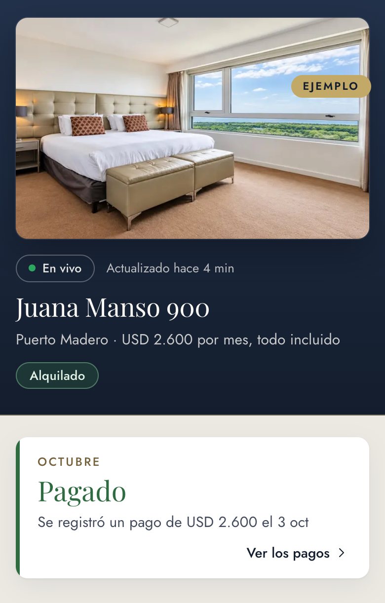 El portal del dueño con el departamento alquilado: lo cobrado este mes